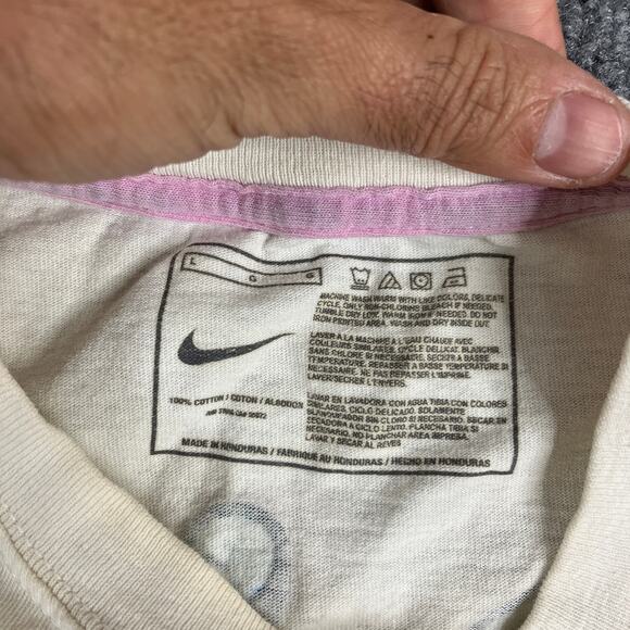 Nike Sleeveless T-Shirt Mens Size L White Cutoff Swoosh Logo Gym Workout Tank - Picture 9 of 10